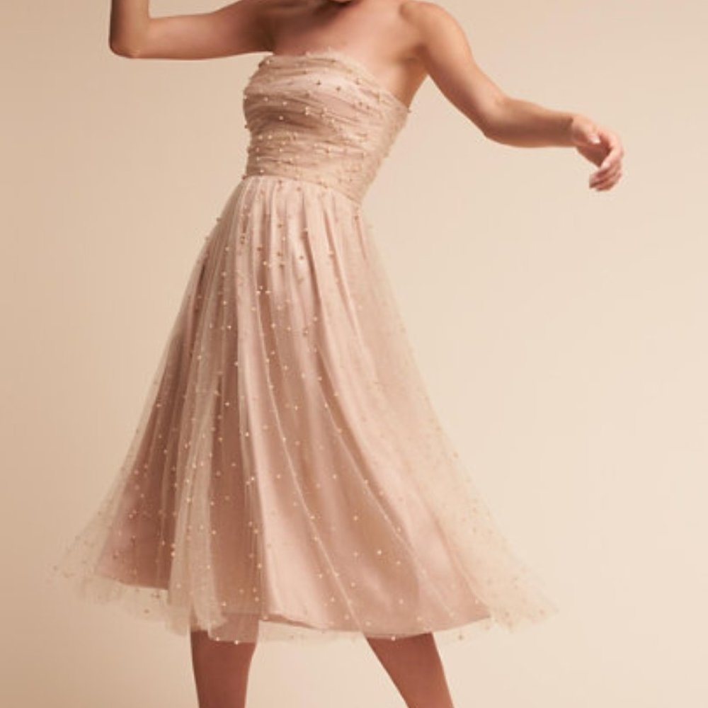 BHLDN Pearl Anya Strapless Midi Dress - Size 14